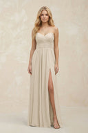 A - Line Sweetheart Pleated Chiffon Bridesmaid Dress in Champagne - KissProm Bridesmaid Dresses