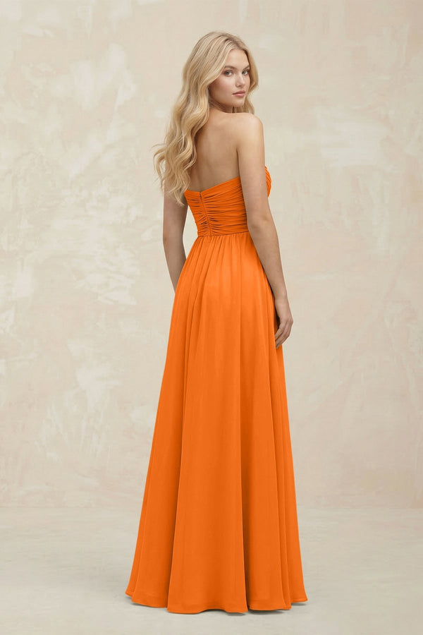 A - Line Sweetheart Pleated Chiffon Bridesmaid Dress in Cinnamon - KissProm Bridesmaid Dresses
