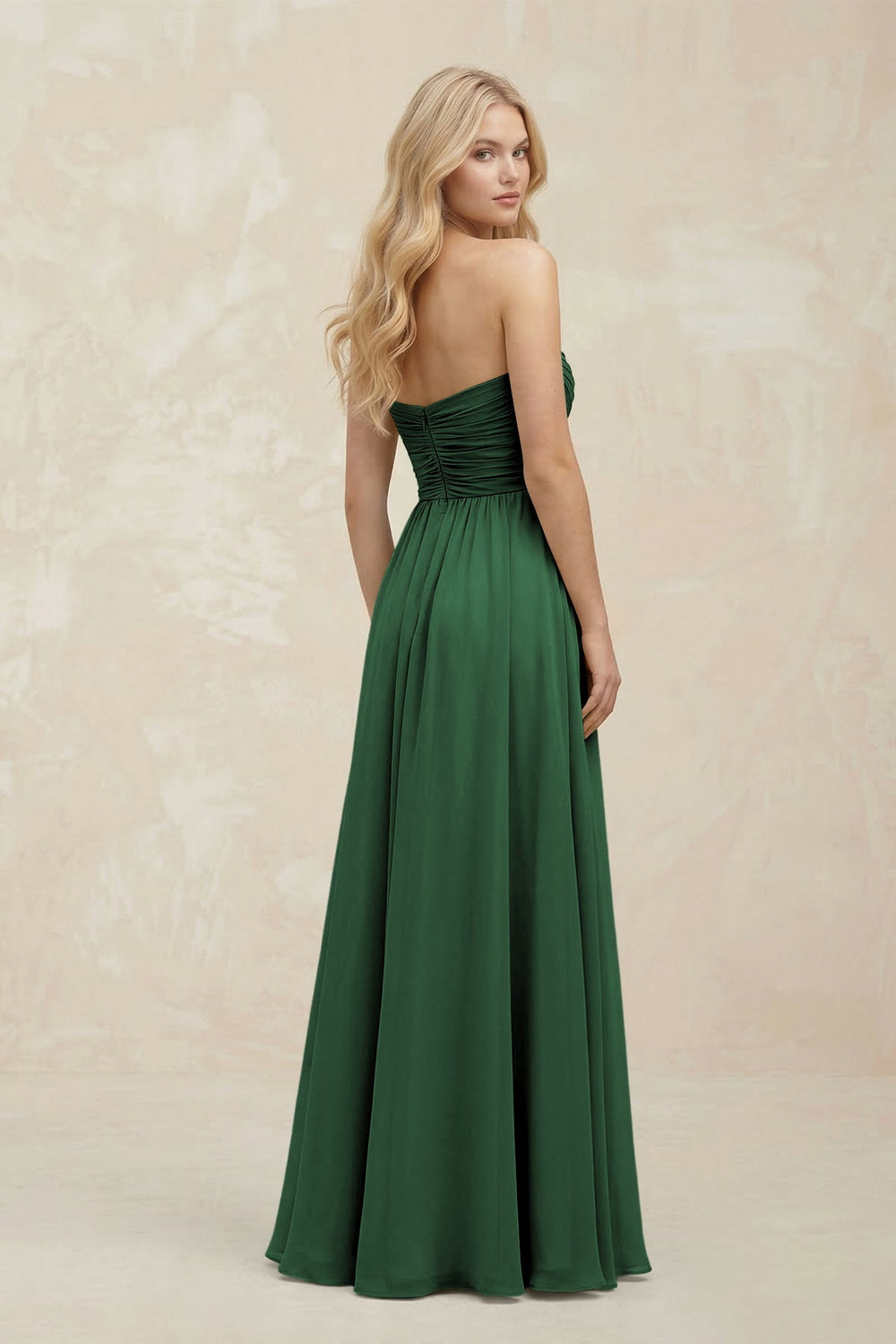 A - Line Sweetheart Pleated Chiffon Bridesmaid Dress in Dark Green - KissProm Bridesmaid Dresses