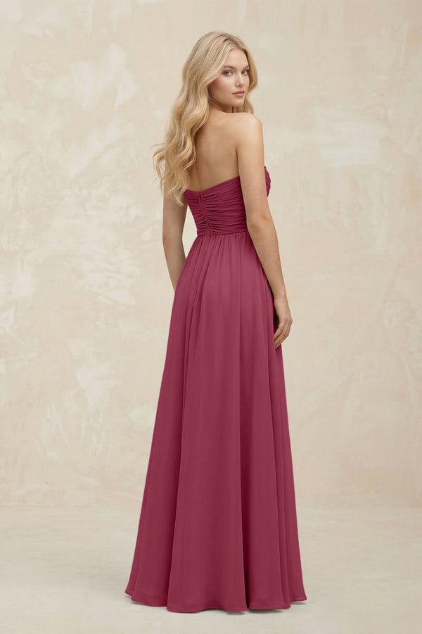 A - Line Sweetheart Pleated Chiffon Bridesmaid Dress in Desert Rose - KissProm Bridesmaid Dresses