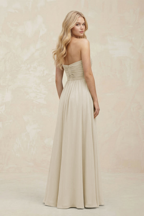 A - Line Sweetheart Pleated Chiffon Bridesmaid Dress in Dove Gray - KissProm Bridesmaid Dresses