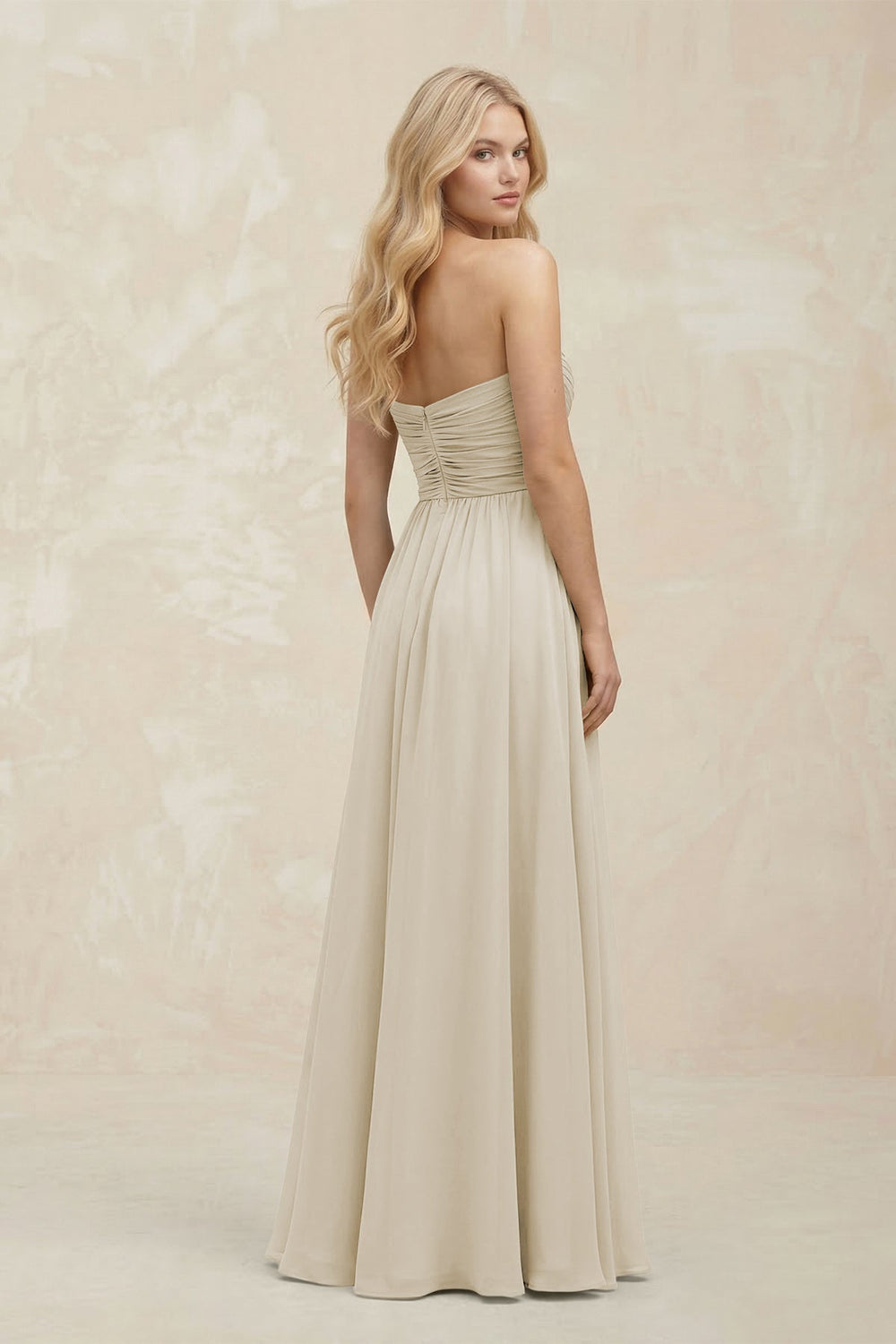A - Line Sweetheart Pleated Chiffon Bridesmaid Dress in Dove Gray - KissProm Bridesmaid Dresses