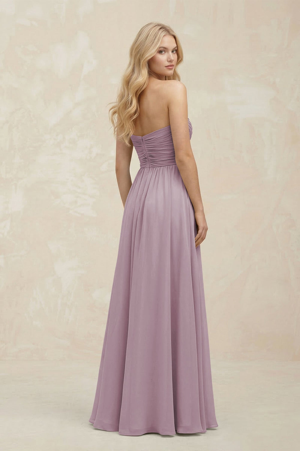 A - Line Sweetheart Pleated Chiffon Bridesmaid Dress in Dusk - KissProm Bridesmaid Dresses