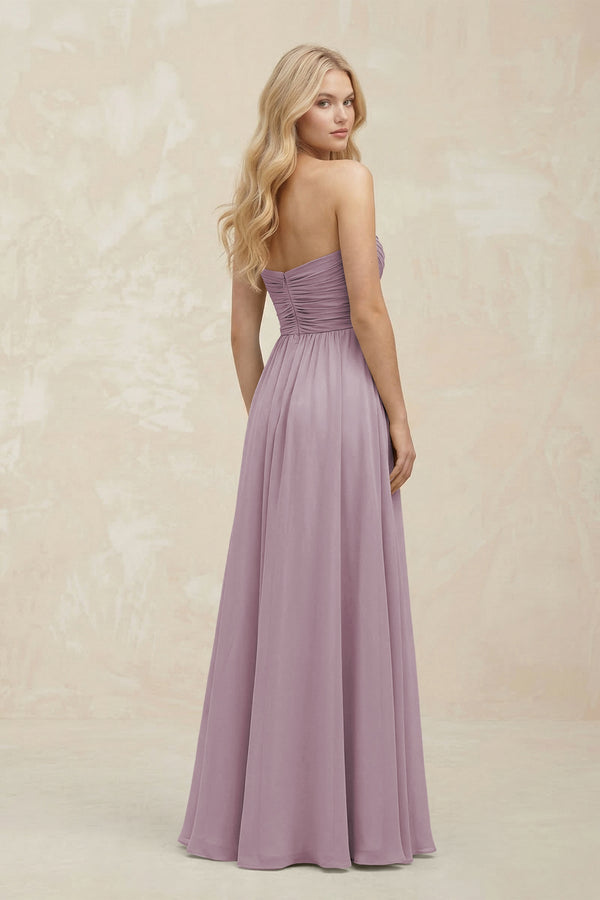 A - Line Sweetheart Pleated Chiffon Bridesmaid Dress in Dusk - KissProm Bridesmaid Dresses