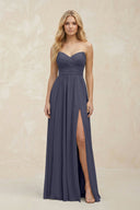A - Line Sweetheart Pleated Chiffon Bridesmaid Dress in Dusk Blue - KissProm Bridesmaid Dresses