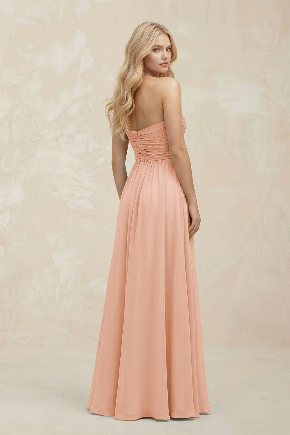 A - Line Sweetheart Pleated Chiffon Bridesmaid Dress in English Rose - KissProm Bridesmaid Dresses