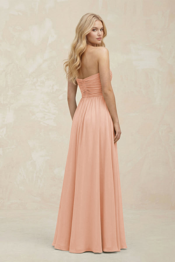 A - Line Sweetheart Pleated Chiffon Bridesmaid Dress in English Rose - KissProm Bridesmaid Dresses