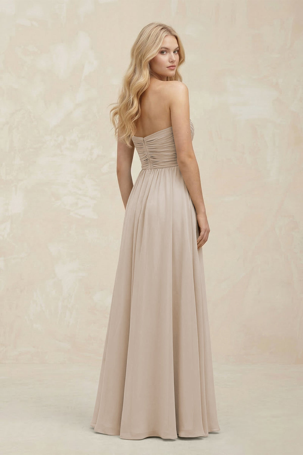 A - Line Sweetheart Pleated Chiffon Bridesmaid Dress in Frost - KissProm Bridesmaid Dresses