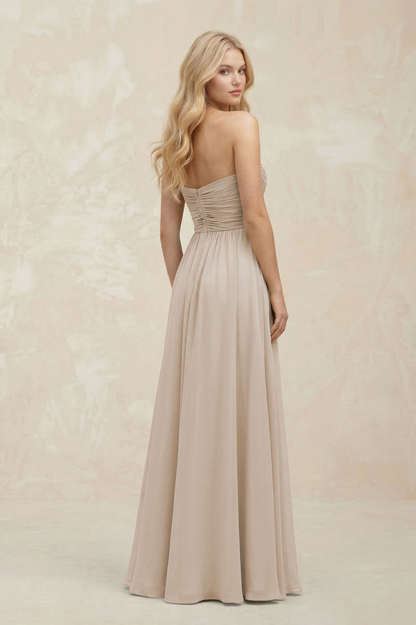 A - Line Sweetheart Pleated Chiffon Bridesmaid Dress in Frost - KissProm Bridesmaid Dresses