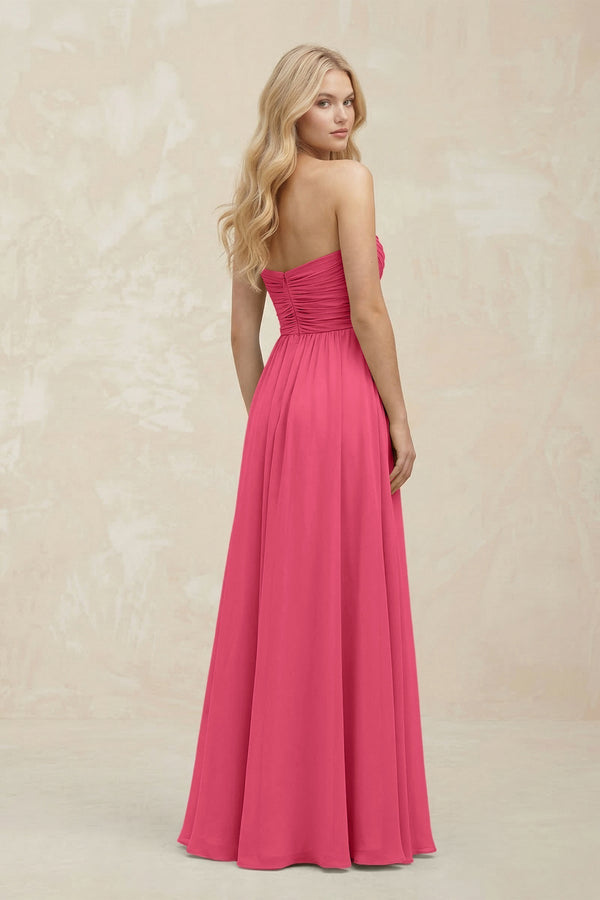 A - Line Sweetheart Pleated Chiffon Bridesmaid Dress in Fuchsia - KissProm Bridesmaid Dresses