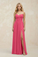A - Line Sweetheart Pleated Chiffon Bridesmaid Dress in Fuchsia - KissProm Bridesmaid Dresses