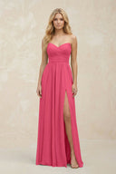 A - Line Sweetheart Pleated Chiffon Bridesmaid Dress in Fuchsia - KissProm Bridesmaid Dresses