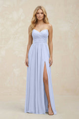 A - Line Sweetheart Pleated Chiffon Bridesmaid Dress in Ice - KissProm Bridesmaid Dresses