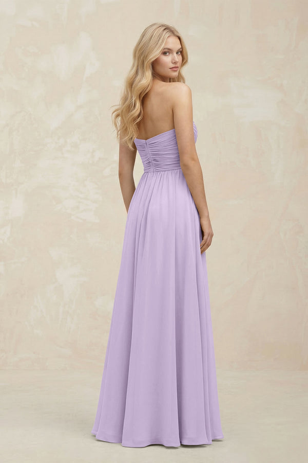 A - Line Sweetheart Pleated Chiffon Bridesmaid Dress in Lavender - KissProm Bridesmaid Dresses