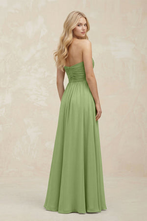 A - Line Sweetheart Pleated Chiffon Bridesmaid Dress in Matcha - KissProm Bridesmaid Dresses