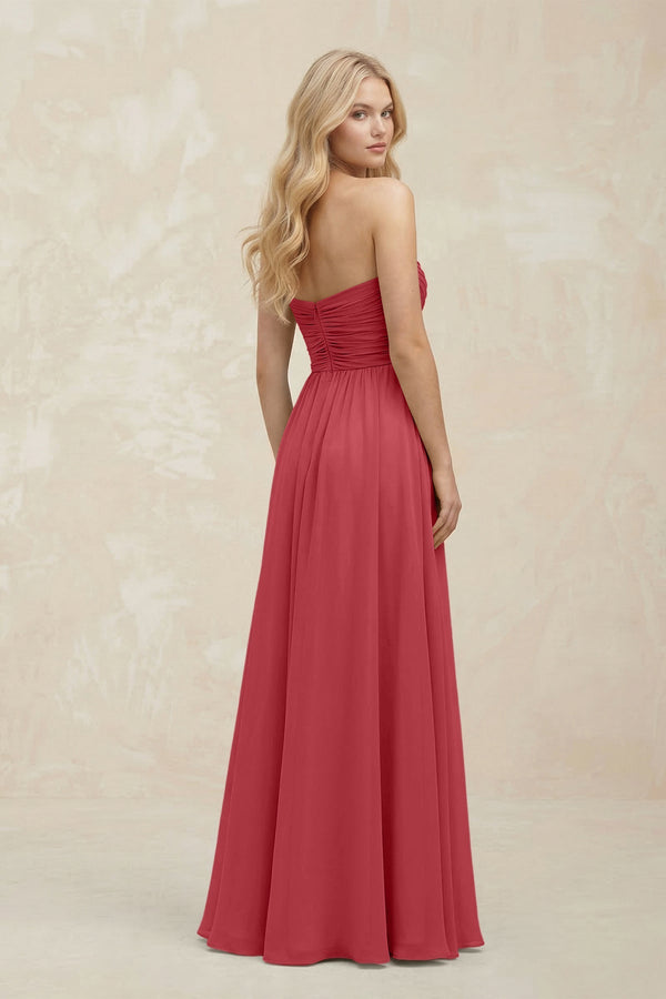 A - Line Sweetheart Pleated Chiffon Bridesmaid Dress in Merlot - KissProm Bridesmaid Dresses