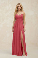 A - Line Sweetheart Pleated Chiffon Bridesmaid Dress in Merlot - KissProm Bridesmaid Dresses