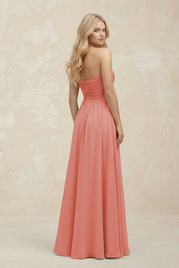 A - Line Sweetheart Pleated Chiffon Bridesmaid Dress in Mulberry - KissProm Bridesmaid Dresses