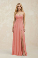 A - Line Sweetheart Pleated Chiffon Bridesmaid Dress in Mulberry - KissProm Bridesmaid Dresses