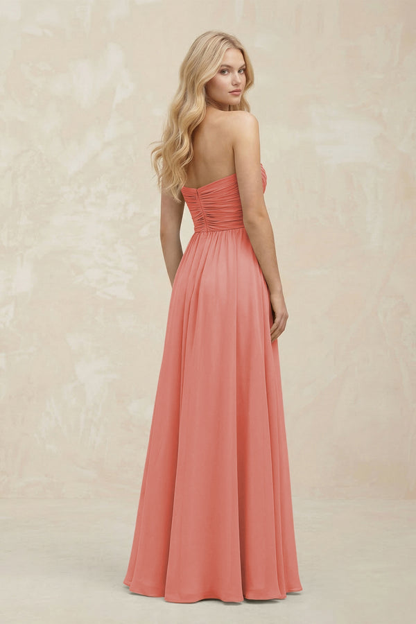 A - Line Sweetheart Pleated Chiffon Bridesmaid Dress in Mulberry - KissProm Bridesmaid Dresses