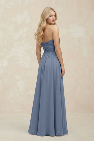 A - Line Sweetheart Pleated Chiffon Bridesmaid Dress in Neptune - KissProm Bridesmaid Dresses