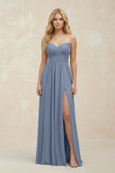 A - Line Sweetheart Pleated Chiffon Bridesmaid Dress in Neptune - KissProm Bridesmaid Dresses
