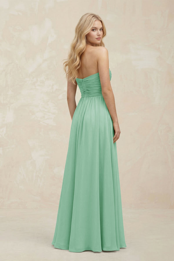 A - Line Sweetheart Pleated Chiffon Bridesmaid Dress in Pale Pistachio - KissProm Bridesmaid Dresses