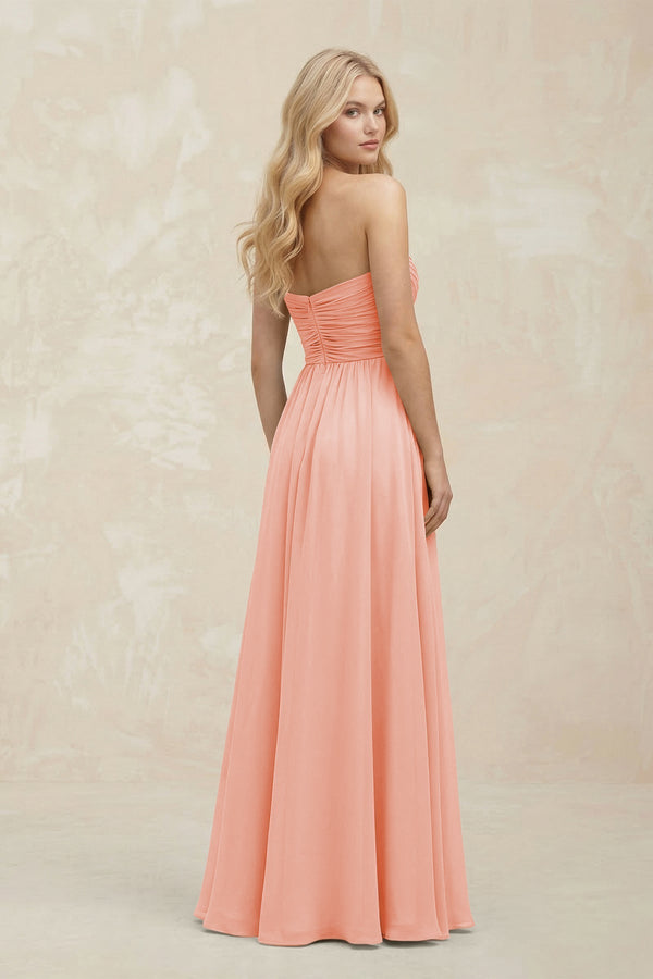 A - Line Sweetheart Pleated Chiffon Bridesmaid Dress in Rose Petal - KissProm Bridesmaid Dresses