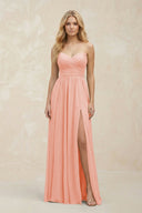 A - Line Sweetheart Pleated Chiffon Bridesmaid Dress in Rose Petal - KissProm Bridesmaid Dresses