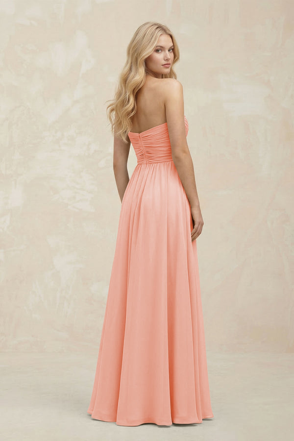 A - Line Sweetheart Pleated Chiffon Bridesmaid Dress in Rose Petal - KissProm Bridesmaid Dresses