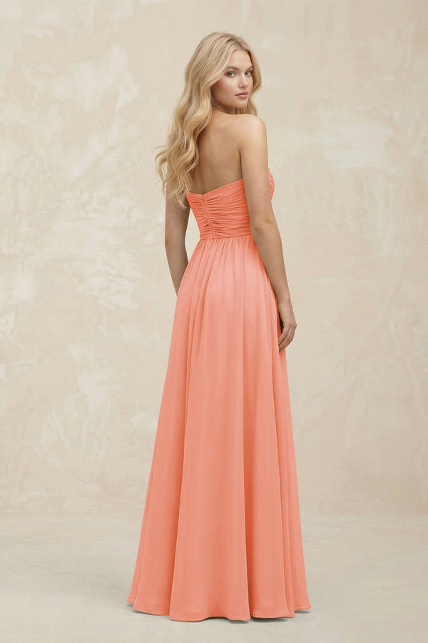 A - Line Sweetheart Pleated Chiffon Bridesmaid Dress in Rosette - KissProm Bridesmaid Dresses