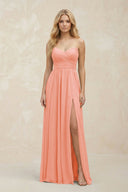 A - Line Sweetheart Pleated Chiffon Bridesmaid Dress in Rosette - KissProm Bridesmaid Dresses