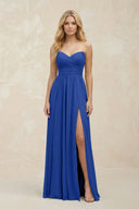 A - Line Sweetheart Pleated Chiffon Bridesmaid Dress in Royal Blue - KissProm Bridesmaid Dresses