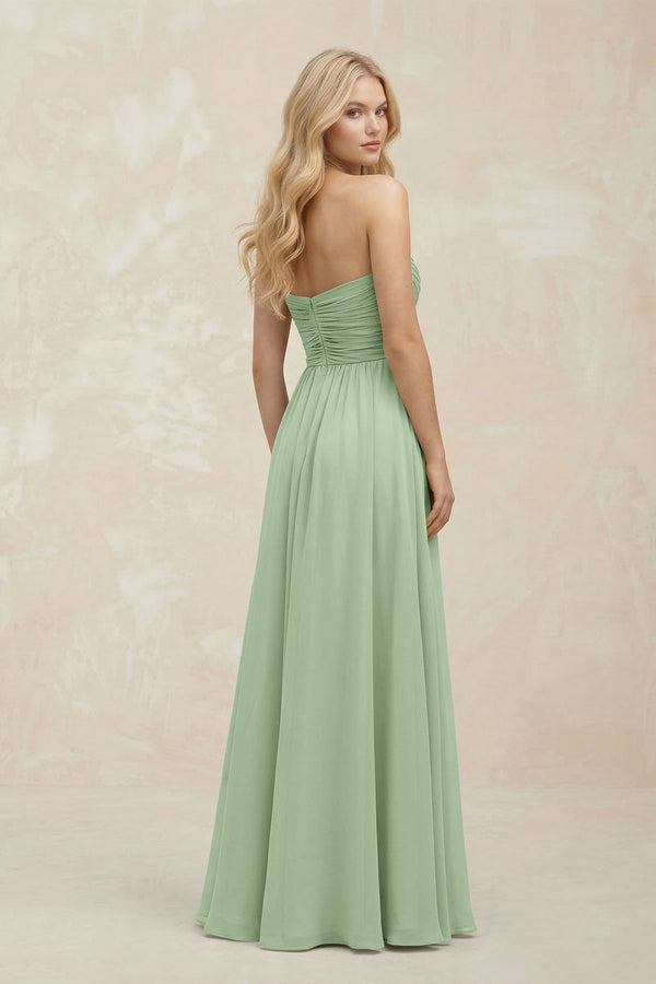 A - Line Sweetheart Pleated Chiffon Bridesmaid Dress in Sage - KissProm Bridesmaid Dresses