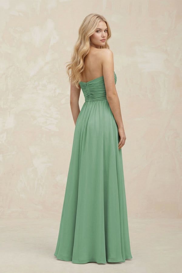 A - Line Sweetheart Pleated Chiffon Bridesmaid Dress in Sea Glass - KissProm Bridesmaid Dresses