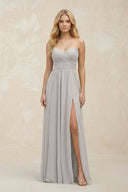 A - Line Sweetheart Pleated Chiffon Bridesmaid Dress in Silver - KissProm Bridesmaid Dresses