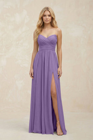 A - Line Sweetheart Pleated Chiffon Bridesmaid Dress in Tahiti - KissProm Bridesmaid Dresses