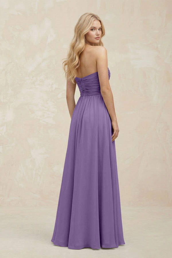 A - Line Sweetheart Pleated Chiffon Bridesmaid Dress in Tahiti - KissProm Bridesmaid Dresses