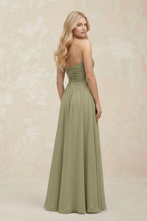 A - Line Sweetheart Pleated Chiffon Bridesmaid Dress in Thyme - KissProm Bridesmaid Dresses