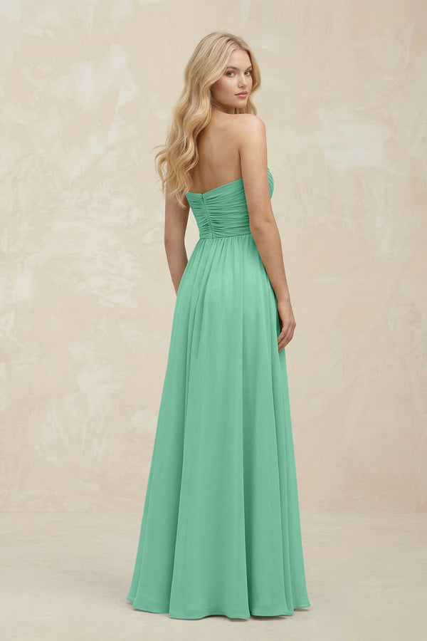 A - Line Sweetheart Pleated Chiffon Bridesmaid Dress in Turquoise - KissProm Bridesmaid Dresses