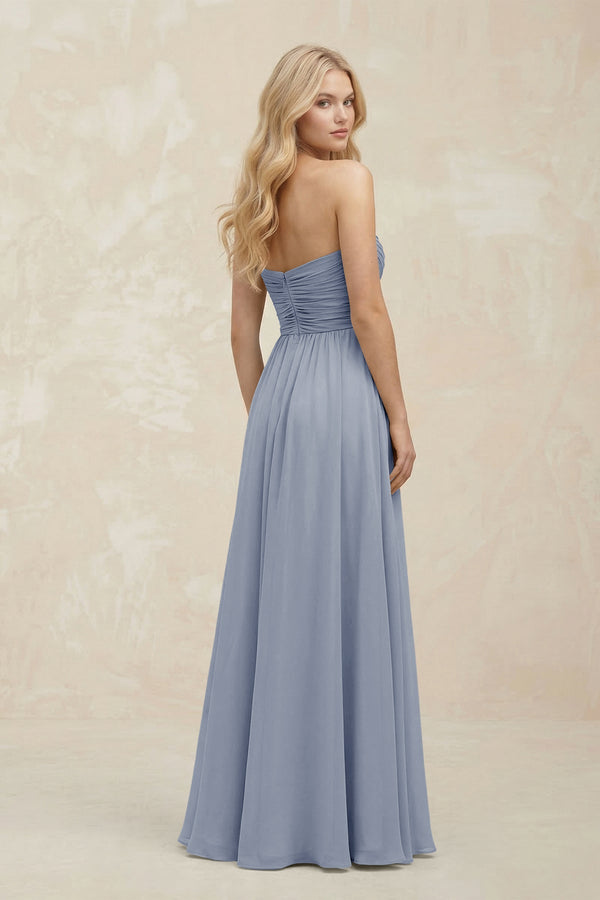 A - Line Sweetheart Pleated Chiffon Bridesmaid Dress in Twilight - KissProm Bridesmaid Dresses