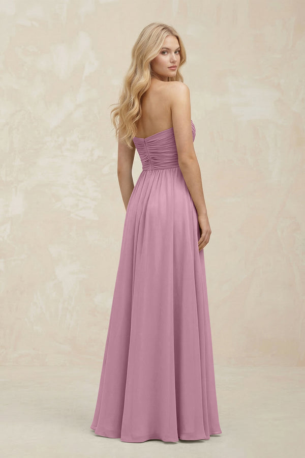 A - Line Sweetheart Pleated Chiffon Bridesmaid Dress in Vintage Mauve - KissProm Bridesmaid Dresses
