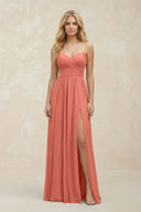 A - Line Sweetheart Pleated Chiffon Bridesmaid Dress in Wild Rose - KissProm Bridesmaid Dresses