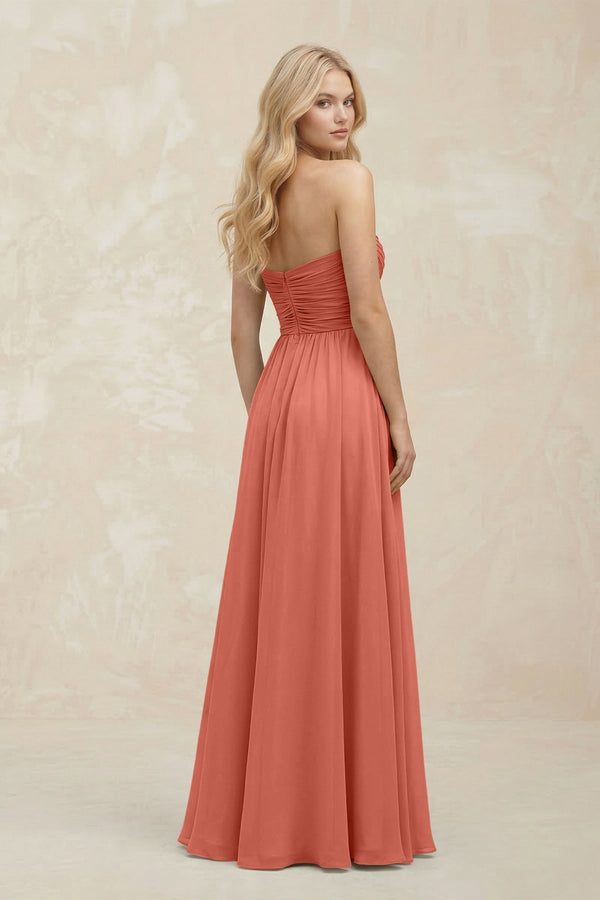 A - Line Sweetheart Pleated Chiffon Bridesmaid Dress in Wild Rose - KissProm Bridesmaid Dresses
