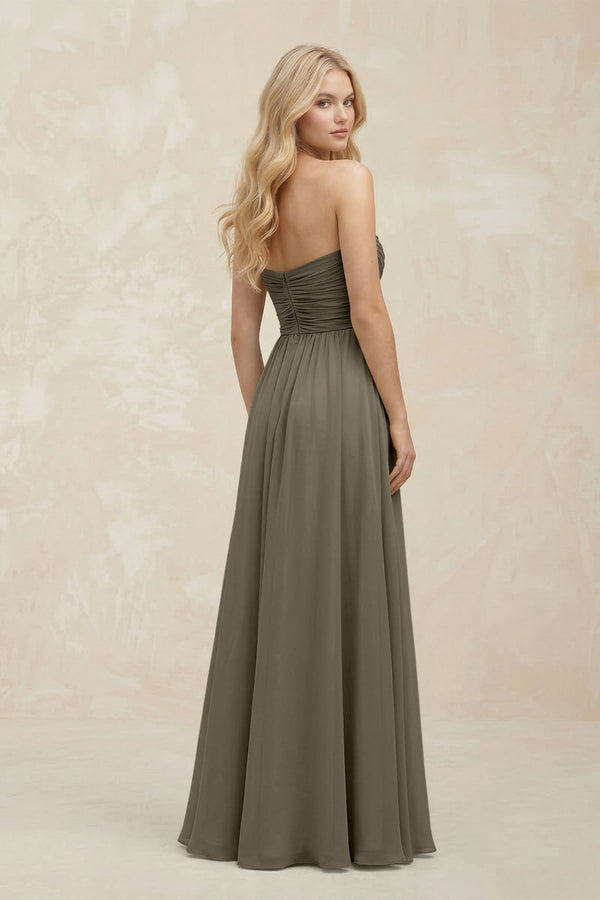 A - Line Sweetheart Pleated Chiffon Bridesmaid Dress in Willow Green - KissProm Bridesmaid Dresses