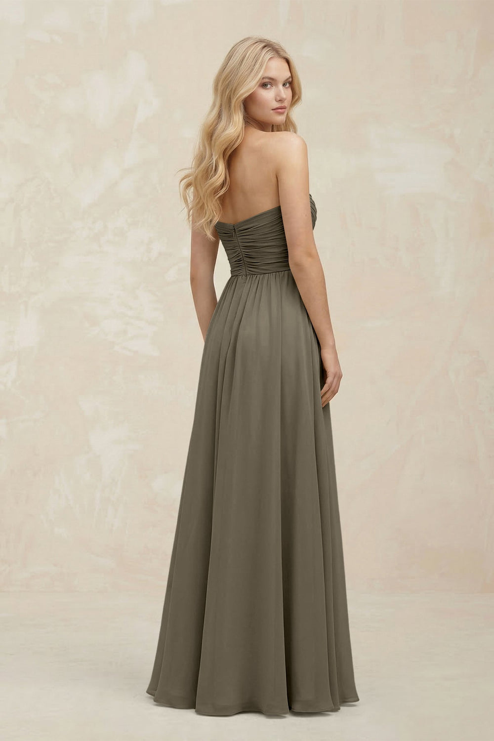 A - Line Sweetheart Pleated Chiffon Bridesmaid Dress in Willow Green - KissProm Bridesmaid Dresses