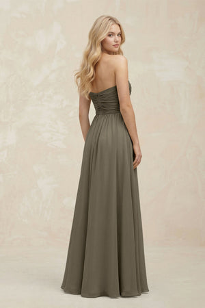 A - Line Sweetheart Pleated Chiffon Bridesmaid Dress in Willow Green - KissProm Bridesmaid Dresses