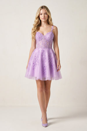 Lavender A Line Sweetheart Mint Appliques Short Homecoming Dresses - KISSPROM