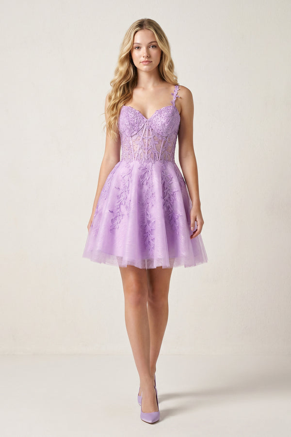 Lavender A Line Sweetheart Mint Appliques Short Homecoming Dresses - KISSPROM