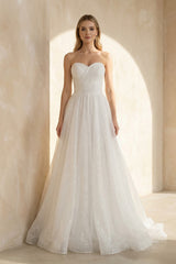 Kendall | A Line Sweetheart Sparkly Bohemian Wedding Dress Bridal Gown – Wedding Dresses by KissProm | Available at KissProm